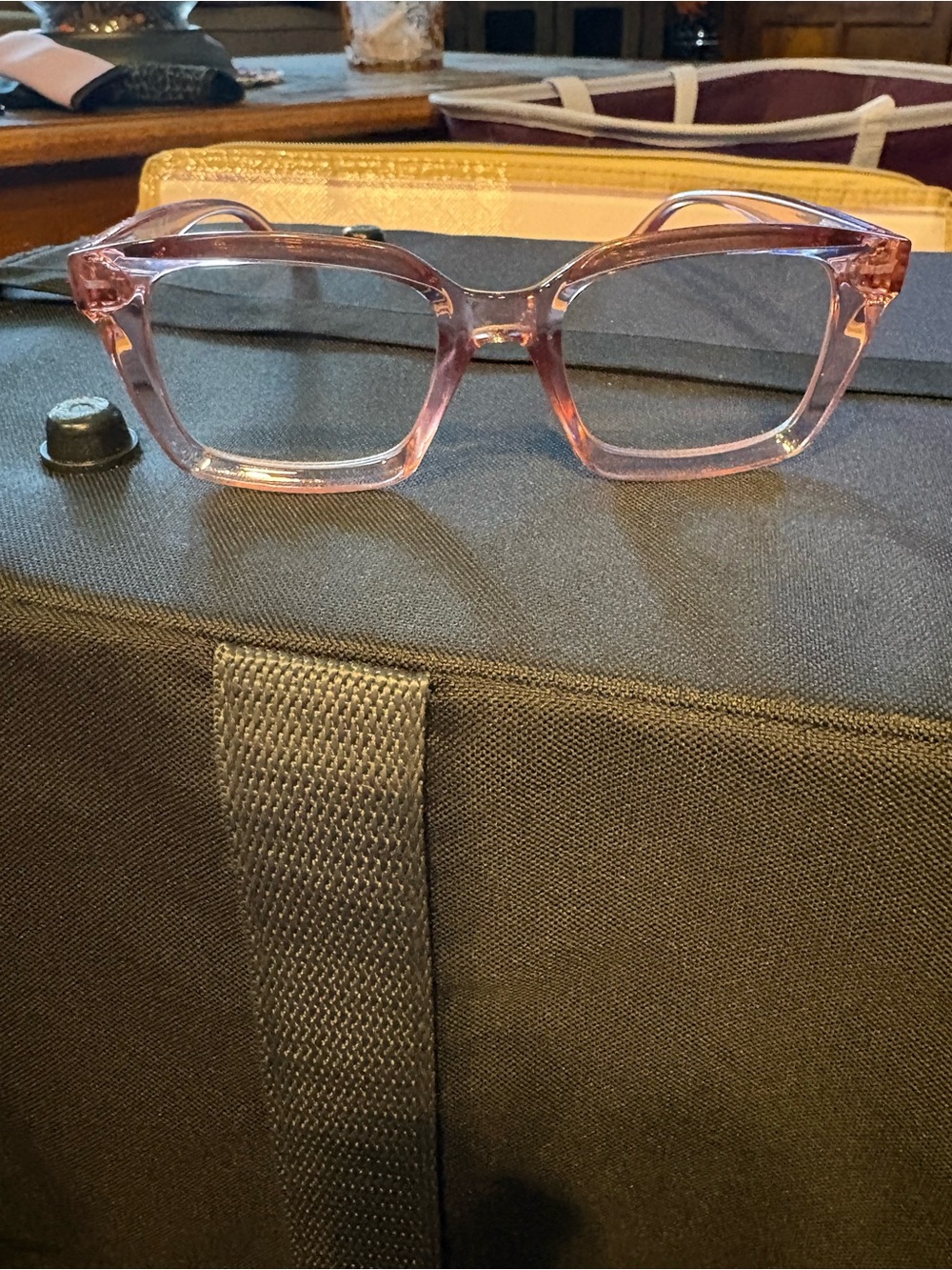 Hummingbird Pink Transparent Square Reading Glasses 2.0 Strength